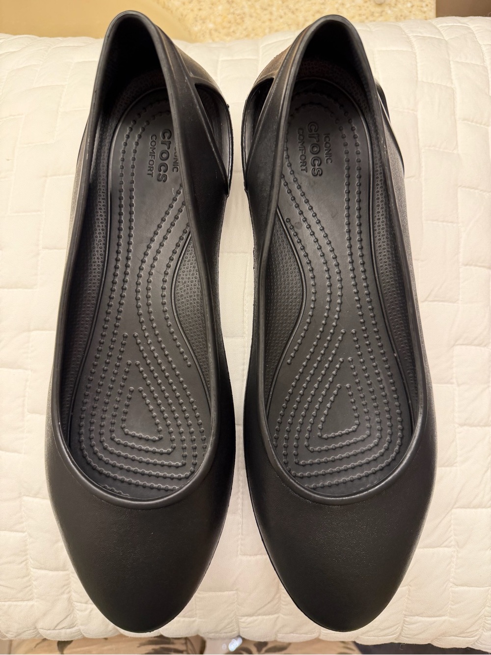 CROCS Black Slip-On Women's Comfort Ballet Flats Size 10W
